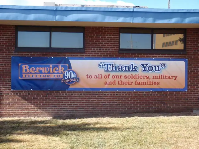 Thank-you banner on a building