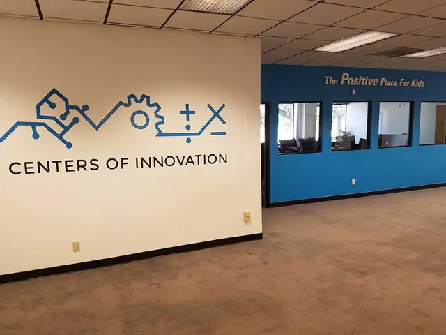 Centers of Innovation hallway wall graphic