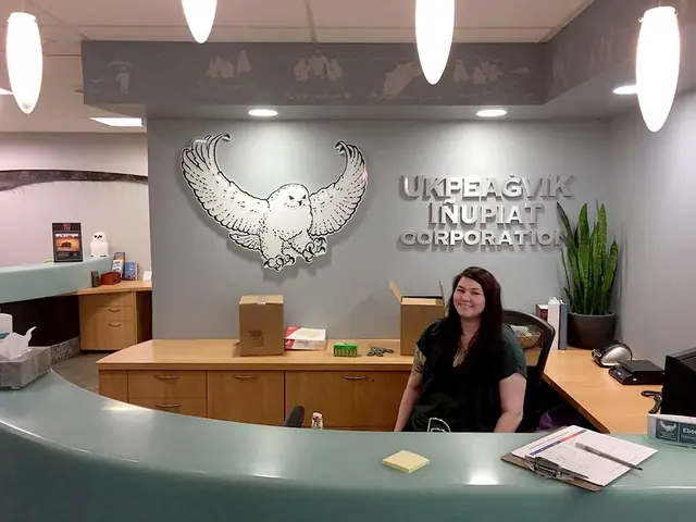 Reception desk wall logo