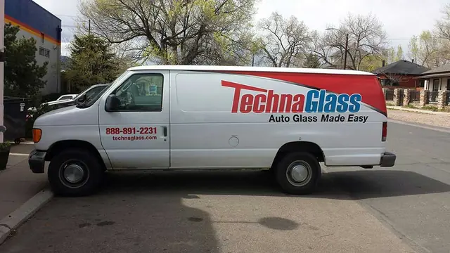 Service van with red graphics