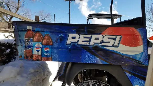 Pepsi wrapped utility vehicle