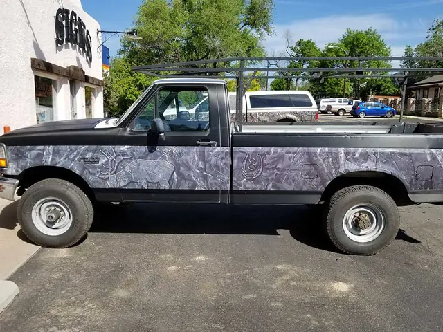 Pickup truck with camo wrap