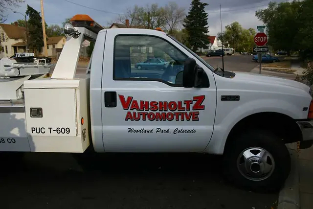 Automotive service truck lettering